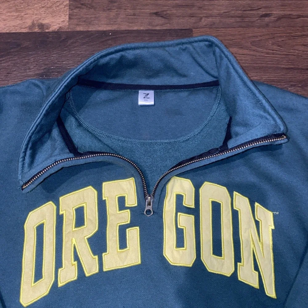 NCAA Oregon Ducks 1/4‎ Zip Pullover Mens XXL Green Colosseum Fleece Sportcore - Picture 3 of 11